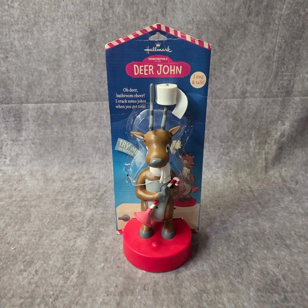 New Hallmark Deer John Christmas Decor Bathroom Sings Talks Cracks Jokes Tested